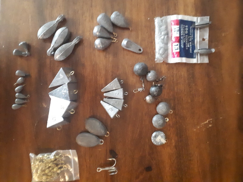 Weights from Large to Tiny , to keep the Hooks Down. Fishing, Camping