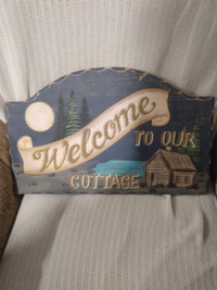 Vintage Welcome to our Cottage sign..