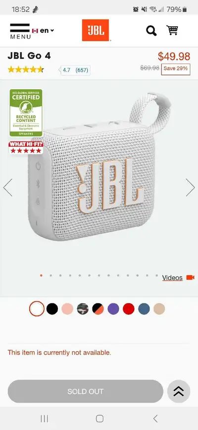 JBL GO4 White Portable Bluetooth Speaker (Brand New In Box) , View more