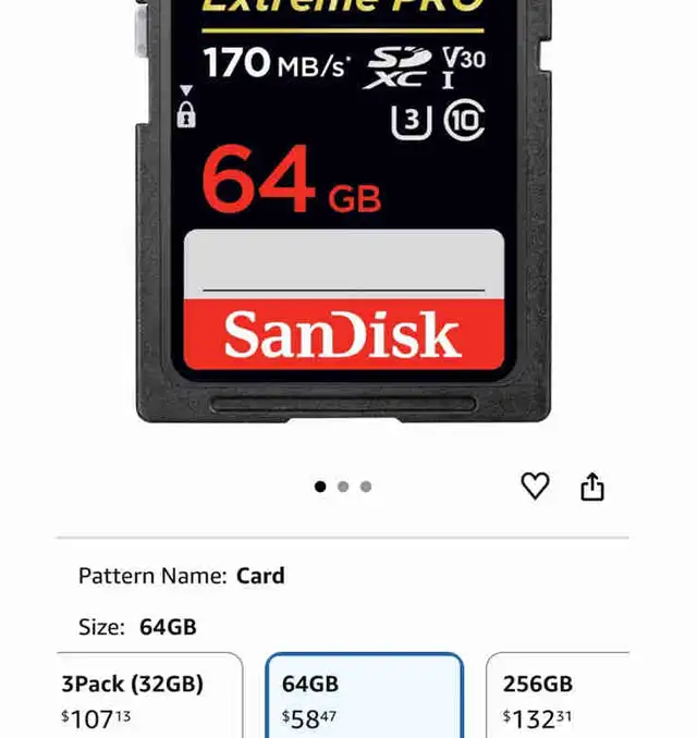 sandisk SDxc card 64gb