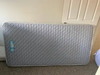 Single bed (steel frame with casters, box spring, mattress), View more