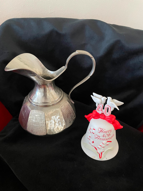 Jugs - Gold Plate; Pewter; Espresso, 40th Anniversary Bell in Kitchen & Dining Wares in Edmonton - Image 2