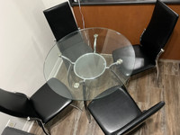 Round Glass Table with Chairs