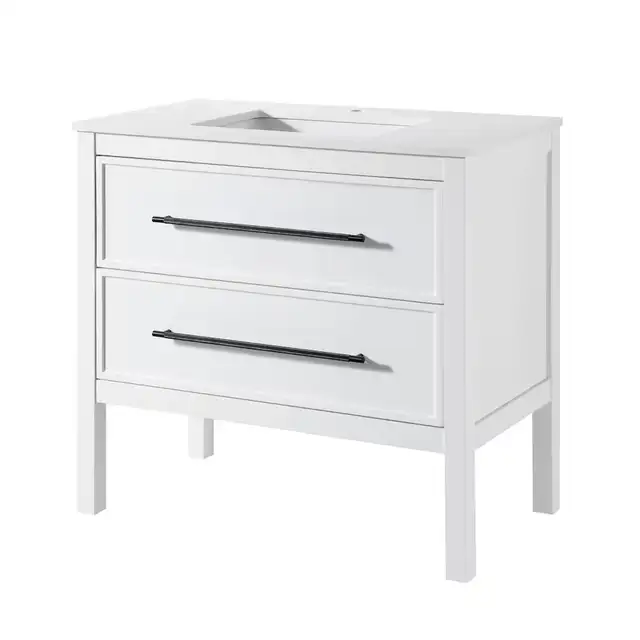 36” White Bathroom Vanity Marble Top 3 Drawer - NEW BOXED in Cabinets & Countertops in Oakville / Halton Region - Image 8