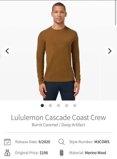 Mens lululemon Cascade Coast Crew Sweater Burnt Caramel Medium, View more