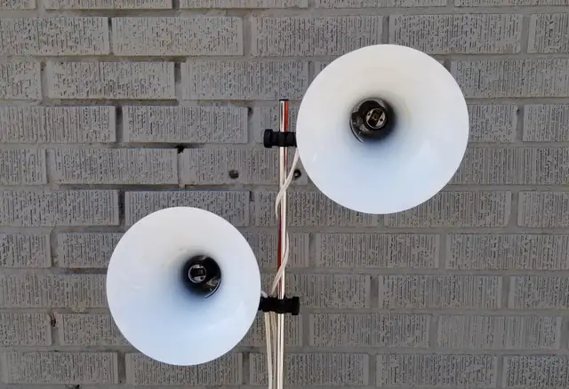 Orange chrome Cdn mcm metal floor lamp 2 adjust lights Lyskaer in Indoor Lighting & Fans in Ottawa - Image 6