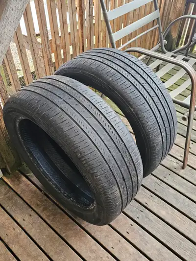 2 tires, fair shape, definitely get another season out of them. No holes, plugs or cracks. Located i...