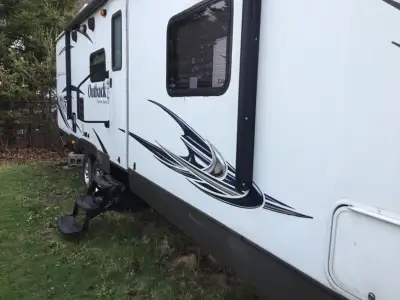 Set up at D&B trailer park, lot 5 Pictou Co. Great couples trailer, outside kitchen, tons of storage...