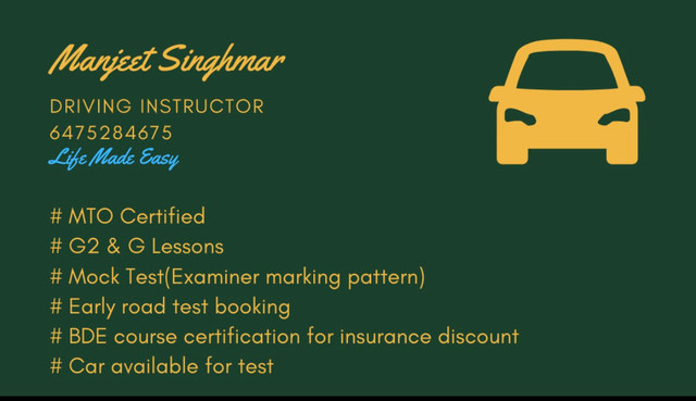 Driving Lessons for G2 & G road test  in Other in Hamilton