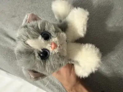 Vintage Kitty Kitty Kittens Purring Cat Plush Kitten Grey Stripe, View more