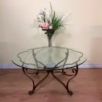 Vintage Metal Coffee Table with Glass Top