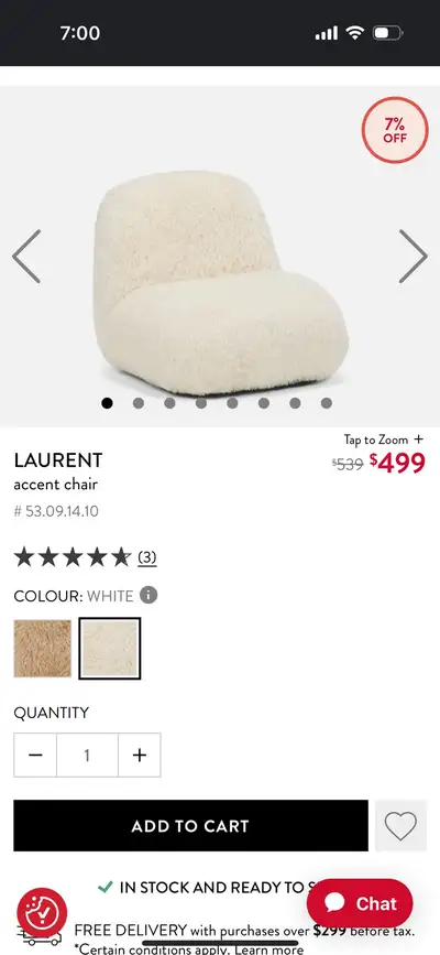 NEW Structube Laurent fluffy accent chair, View more