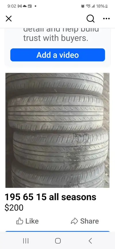 4 195 75 15 tires for sale half worn out