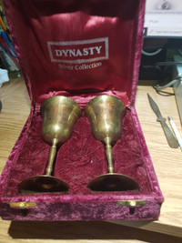 Dynasty Collection Silver Plated Wine Toasting Goblets Glasses