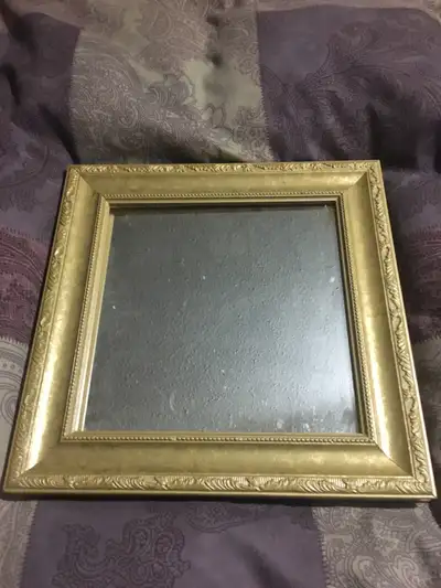 Gold coloured woodenn mirror, View more