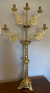 Antique 19th Century Solid Brass Victorian Gothic Candelabra