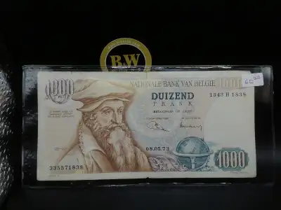 National Bank of Belgium 1000 Duizend Frank Banknote, View more