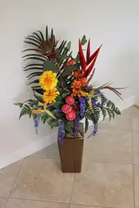 Flower Arrangement in Bronze Vase