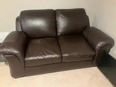 Brown Leather Loveseat, View more