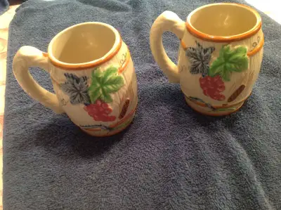 Vintage barrel shaped mugs, View more