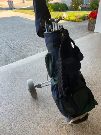 Ladies golf clubs, bag & cart  Used about 7 times. Custom for 5', View more