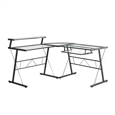 Monarch Computer Desk - 34-in wide- Metal - Clear - 3 Pieces, View more