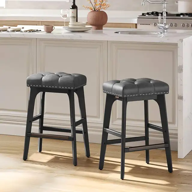 Counter Height Saddle Bar Stools, 26-Inch Backless Kitchen Stool in Chairs & Recliners in Markham / York Region - Image 3