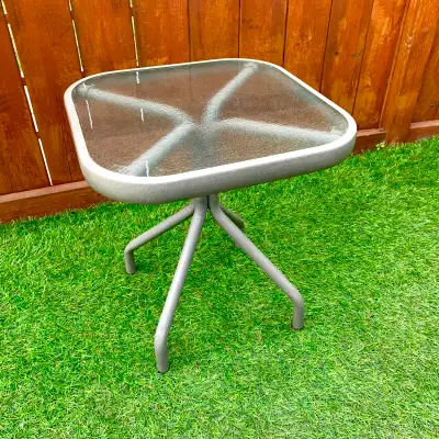 Side Table Glass Top Patio Table End Table Outdoor Furniture, View more