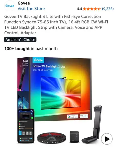 Govee Backlight 3 Lite Suitable for 75-85 inch TVs, View more