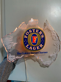 Vintage Fosters Lager "The golden throat charmer light"