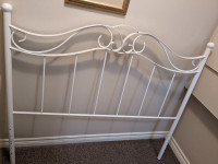 Double White Metal Headboard and Bed Frame 