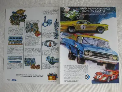 1969 Ford Performance Buyer Digest (8 pages) includes: Cobra 428, Torino GT, Mach 1, Mustang GT, For...