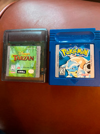 Game boy games Blue Pokémon and Tarzan