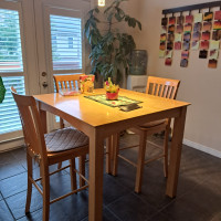Table (counter height) and 4 chairs