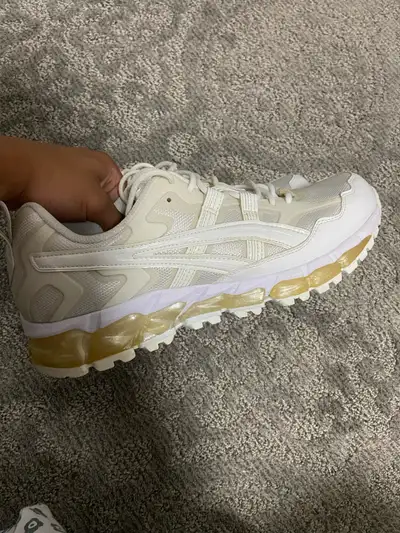 Selling a pair of Asics X GmbH GEL-NANDI 360 sneakers in cream and gold. worn twice no lowballs