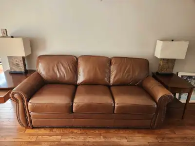 Palliser Viceroy leather sofa Mint upgraded, View more