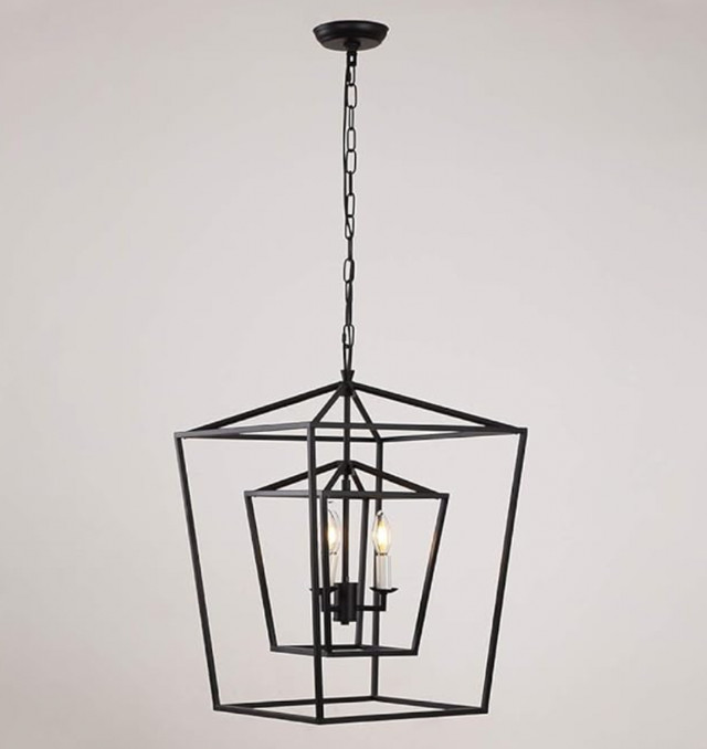 Decomust 17" Lantern Pendant Chandelier (Black) in Indoor Lighting & Fans in Mississauga / Peel Region - Image 2