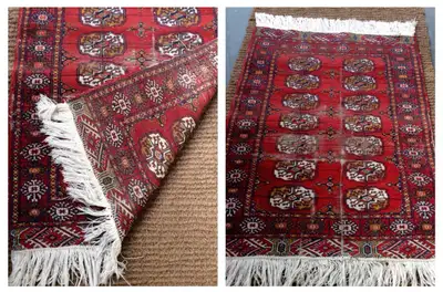 ⭐️Small beautiful antique handmade wool Turkmen rug⭐️, View more