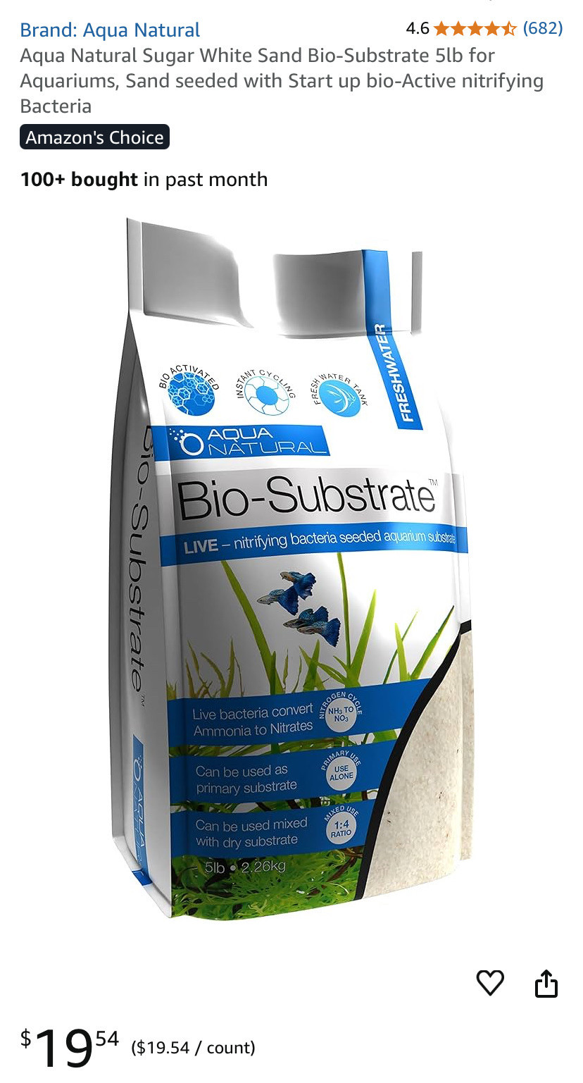 Aqua Natural Bio-Active White Sand - 5lb Bag (Live Nitrifying Bacteria For Aquariums)