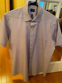 Men's short-sleeved lavender checkered Arrow shirt, size medium