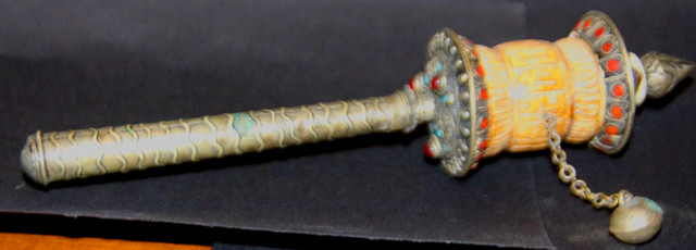 ANTIQUE TIBETAN JEWELLED PRAYER WHEEL in Arts & Collectibles in Campbell River