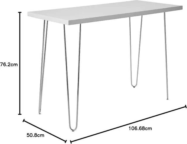 42" Hairpin Leg Wood Writing Desk, White in Desks in Ottawa - Image 3