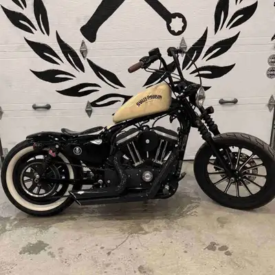 2014 Sportster 883 Bobber (Sand Camo) LOW KMS! 8195 Bourbon ape bars 2" tank lift Spedo relocate Wir...