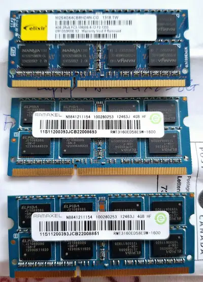 Laptop DDR3 Ram_4Gx3_$15_each 8G_$25, View more
