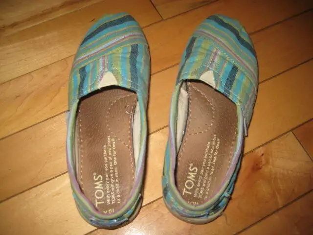 TOMS Youth Kids Classic Blue Striped Canvas shoes -12.5 Y62863262284035121