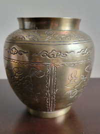 Solid Brass Vase/Jar with Engraved Design Work