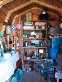Shed shop full of antique and vintage decor and collectibles 