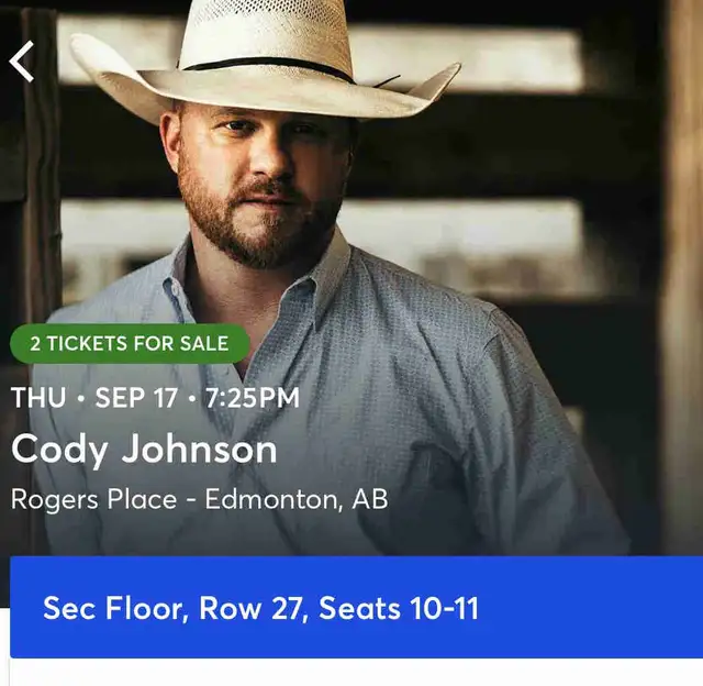 Cody Johnson FLOOR tickets 