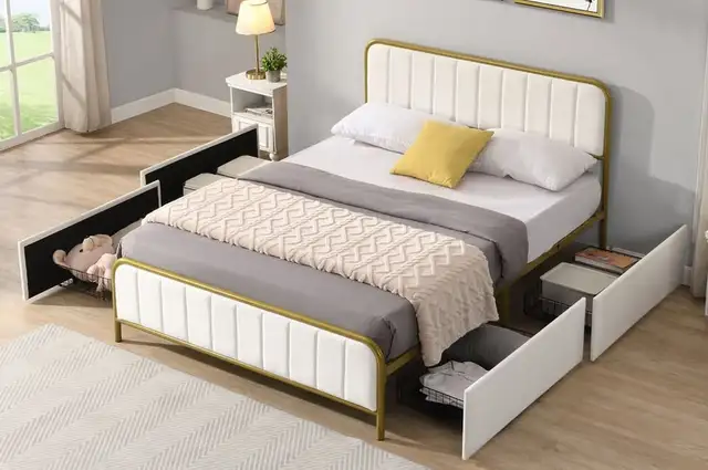 Luxury Sherpa Upholstered Storage Bed Frame – Brand New in Beds & Mattresses in Sherbrooke - Image 3
