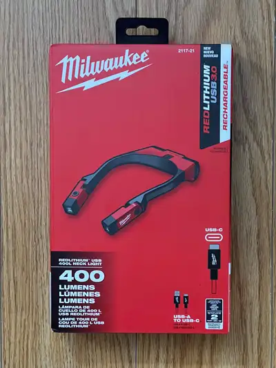 Milwaukee 400 Lumens LED Rechargeable Neck Light - New, View more